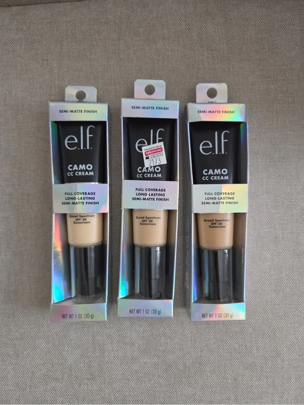 ELF Camo CC Cream Foundation Trio (3pack)- Light to Medium Beige Shades